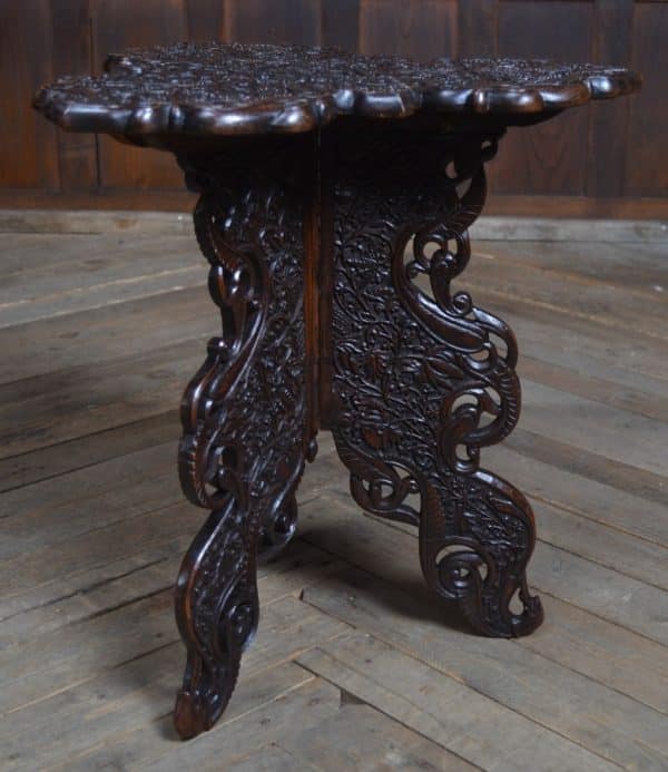 Middle Eastern Carved Hardwood Folding Table SAI3028 - Image 7