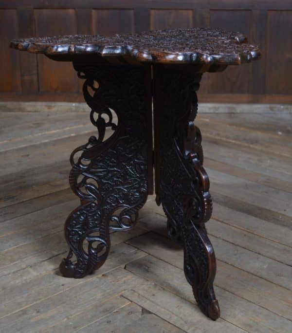 Middle Eastern Carved Hardwood Folding Table SAI3028 - Image 6