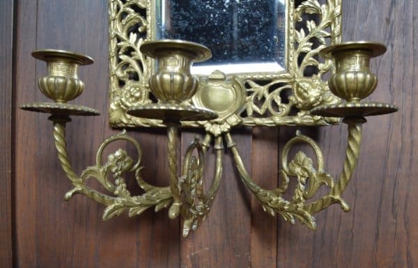 Edwardian Brass Mirrored Wall Sconce SAI2980 Antique Mirrors 6