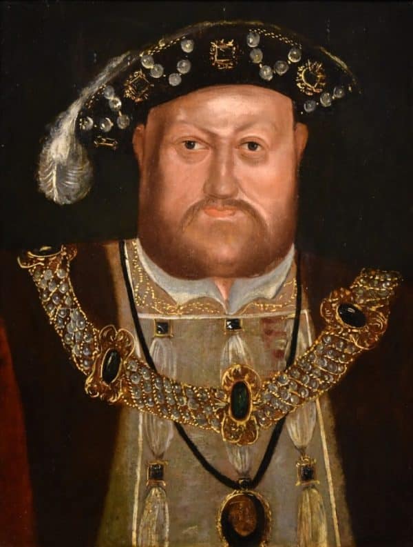 King Henry VIII 16th-17th Oil Portrait On Oak Panel Circle Of Hans Holbein The Younger Antique Paintings Antique Art 5