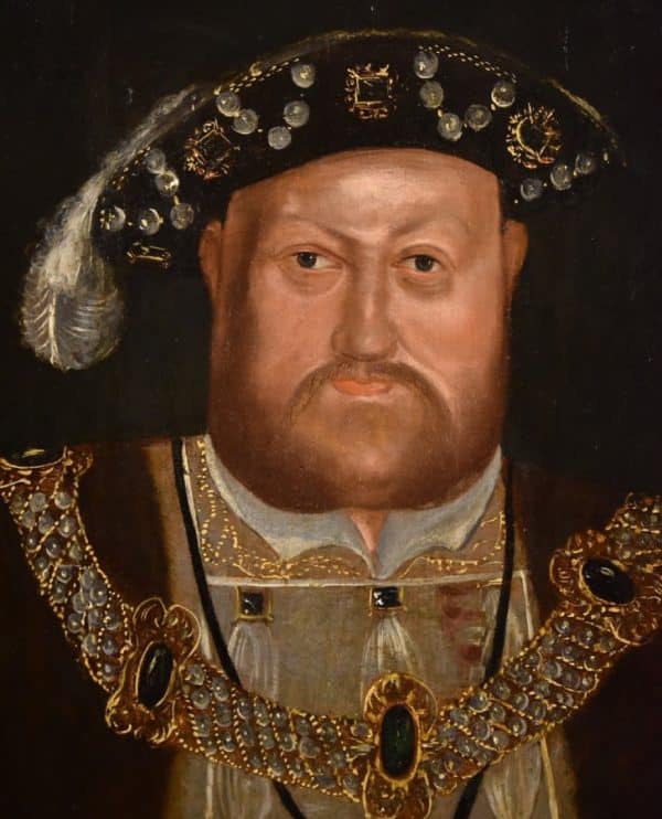 King Henry VIII 16th-17th Oil Portrait On Oak Panel Circle Of Hans Holbein The Younger Antique Paintings Antique Art 9