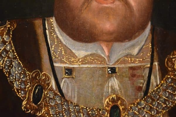 King Henry VIII 16th-17th Oil Portrait On Oak Panel Circle Of Hans Holbein The Younger Antique Paintings Antique Art 11