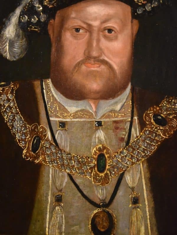 King Henry VIII 16th-17th Oil Portrait On Oak Panel Circle Of Hans Holbein The Younger Antique Paintings Antique Art 13
