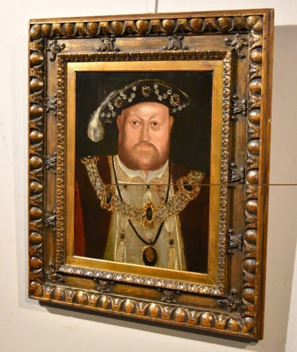 King Henry VIII 16th-17th Oil Portrait On Oak Panel Circle Of Hans Holbein The Younger Antique Paintings Antique Art 14