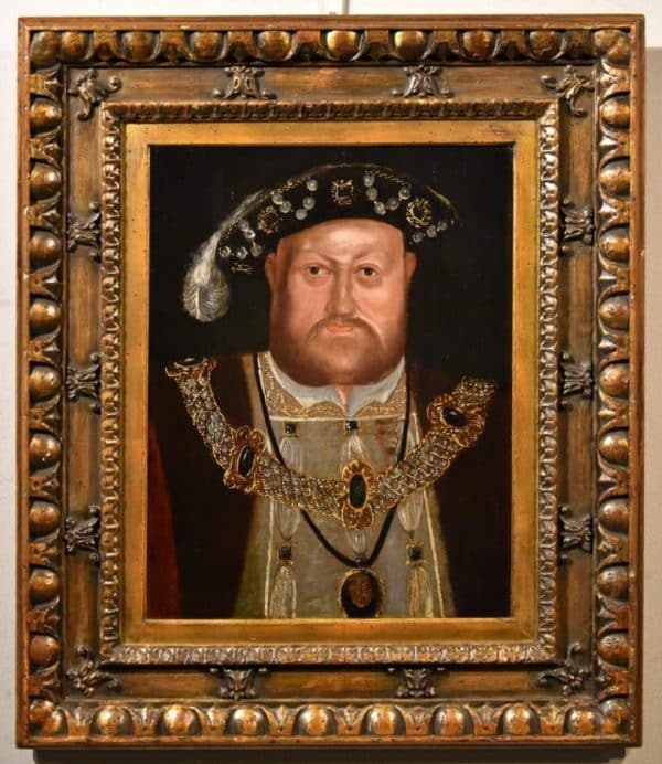 King Henry VIII 16th-17th Oil Portrait On Oak Panel Circle Of Hans Holbein The Younger Antique Paintings Antique Art 16