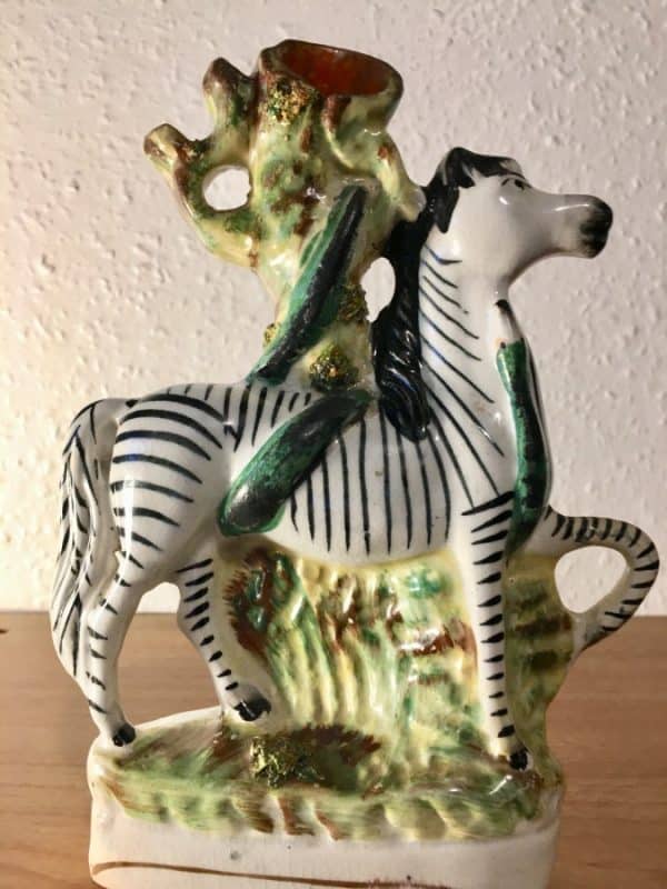 Staffordshire Pottery Spill Vase horses Antique Ceramics 6