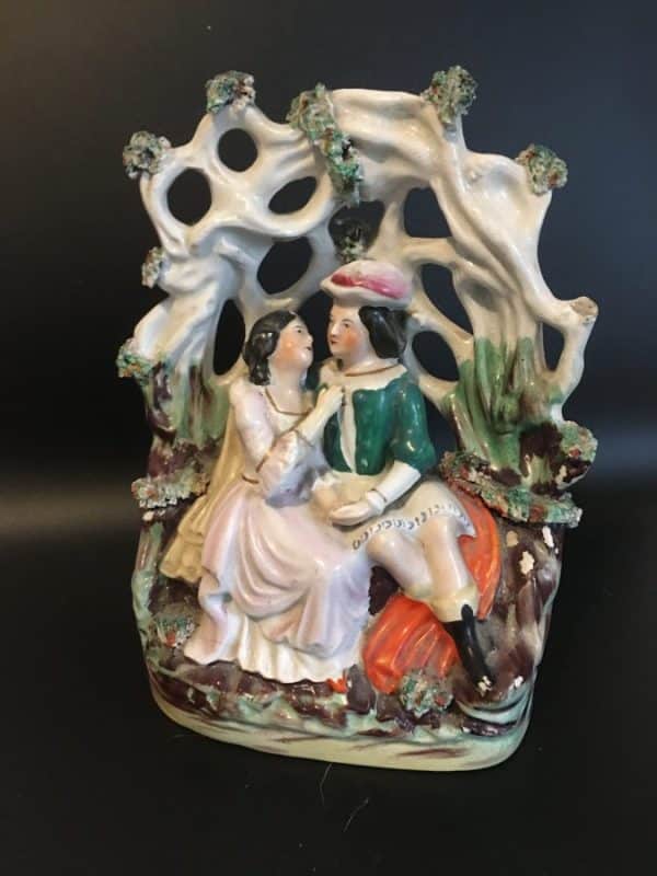 Staffordshire Figurine loveseat Antique Ceramics 3