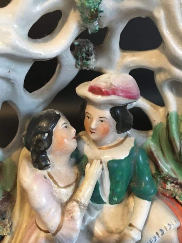 Staffordshire Figurine loveseat Antique Ceramics 7