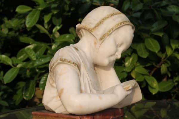 White Marble Sculpture bust of a girl Antique Art 5