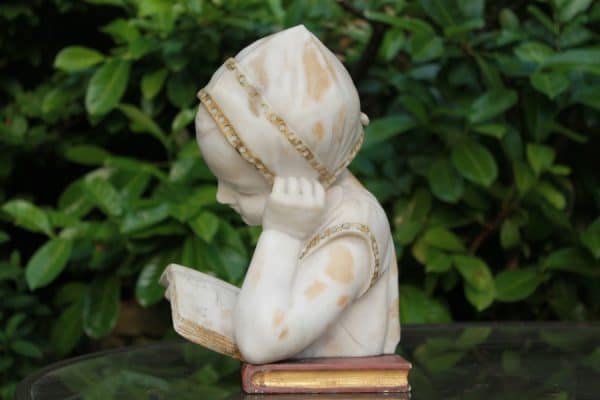 White Marble Sculpture bust of a girl Antique Art 10