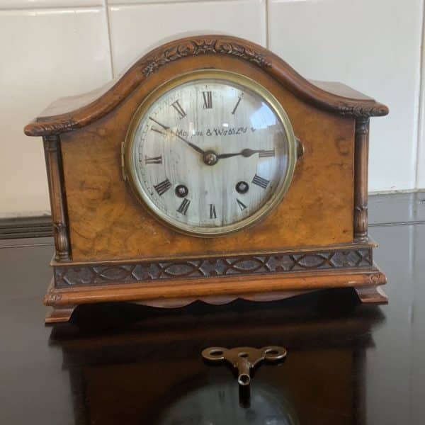 Mappin & Webb walnut mantle Clock Victorian Antique Clocks 3