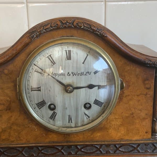 Mappin & Webb walnut mantle Clock Victorian Antique Clocks 5