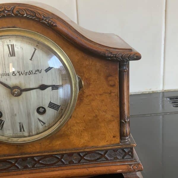 Mappin & Webb walnut mantle Clock Victorian Antique Clocks 6