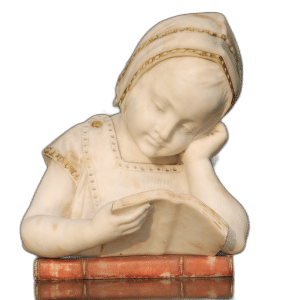 White Marble Sculpture bust of a girl Antique Art