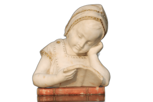 White Marble Sculpture bust of a girl Antique Art 3