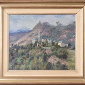 Vicente Gomez Fuste – Post Impressionist Village and Mountains impressionism Antique Art