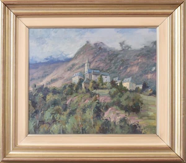 Vicente Gomez Fuste – Post Impressionist Village and Mountains impressionism Antique Art 3