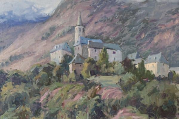 Vicente Gomez Fuste – Post Impressionist Village and Mountains impressionism Antique Art 5