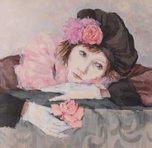 Portrait of a Lady with a Rose in the Style of Manet Miscellaneous