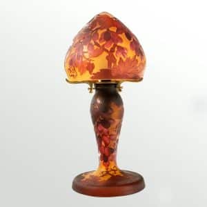 Art Nouveau Glass Mushroom Lamp, in the style of Gallé. Antique Antique Lighting