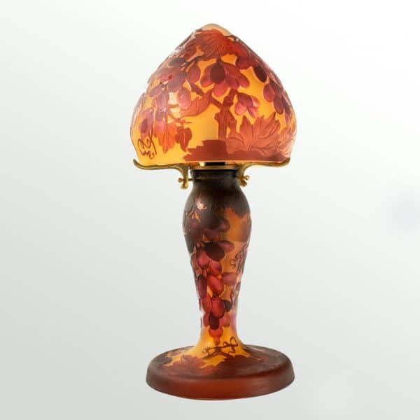 Art Nouveau Glass Mushroom Lamp, in the style of Gallé. Antique Antique Lighting 3