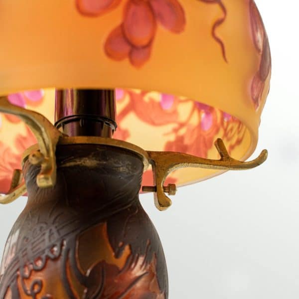 Art Nouveau Glass Mushroom Lamp, in the style of Gallé. Antique Antique Lighting 4