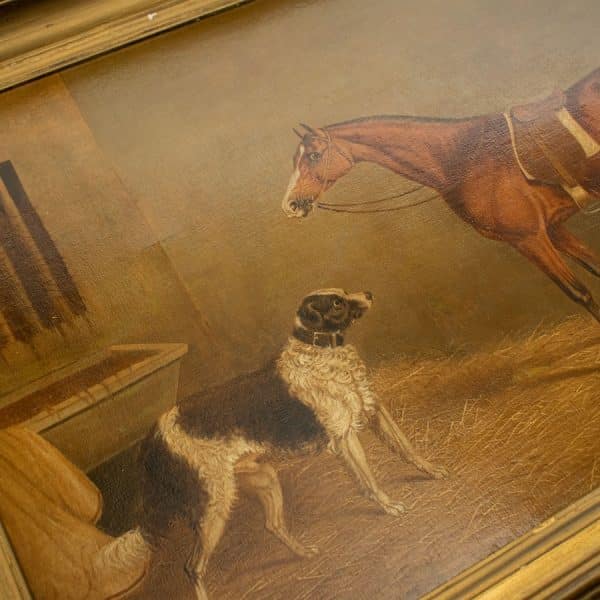 Portrait of Horse and a Dog in a stable, attributed to John E. Ferneley (1782 – 1860) Antique Art Antique Art 4