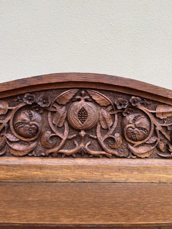 Large Arts & Crafts Oak Overmantle Mirror c1900 - Image 4
