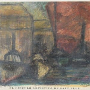 ‘El Círculo Artístico de Sant Lluc’ Expressive Harbour Scene – Lithograph Miscellaneous