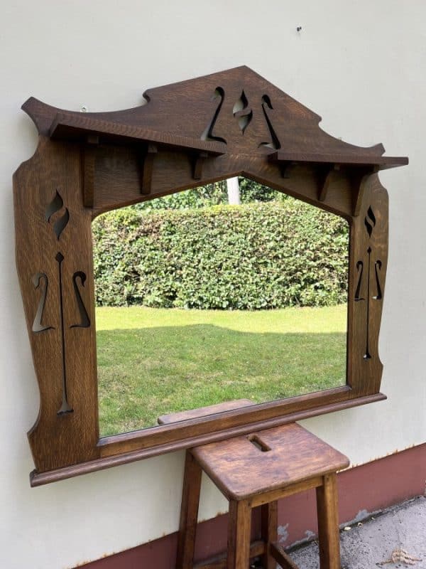 Arts & Crafts Overmantle Mirror c1900 mirror Antique Mirrors 3