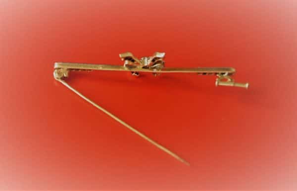 SALE – Vintage Gold Diamond Bow Bar Pin / Brooch – Boxed – FREE UK Postage Boxed Vintage Gold Jewellery Antique Bracelets 7