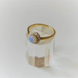 SALE – Vintage 18ct Gold Diamond & Opal Ring – Boxed – FREE UK Postage Gold Diamond & Sapphire Ring Antique Bracelets