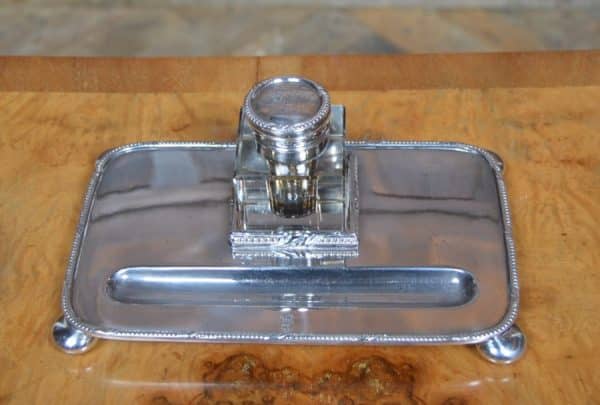 Epns Ink Well And Pen Tray SAI3007 Antique Silver 3