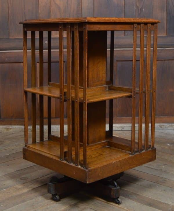 Edwardian Oak Revolving Bookcase SAI3053 - Image 5