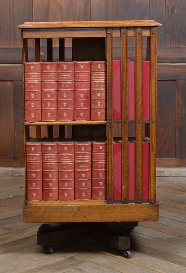 Oak revolving bookcase deals