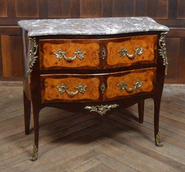 Marble Top Bombe Chest Of Drawers SAI3024 Antique Draws 3