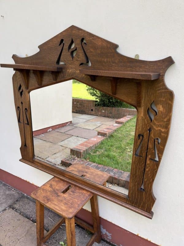 Arts & Crafts Overmantle Mirror c1900 mirror Antique Mirrors 9