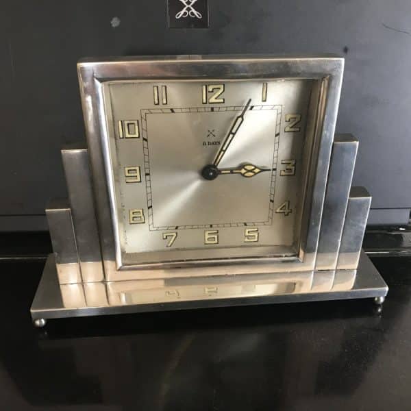Chrome Art Deco HAC 8day Clock Antique Clocks 3