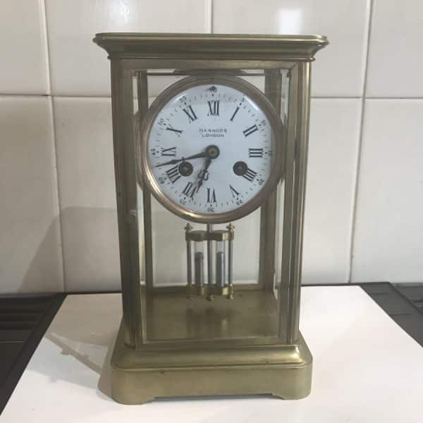 Harrods retailed French 4 sided glass clock Victorian