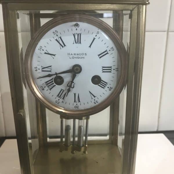 Harrods retailed French 4 sided glass clock Victorian - Image 2