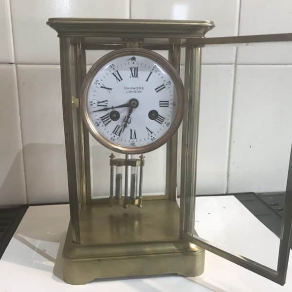 Harrods retailed French 4 sided glass clock Victorian - Image 3