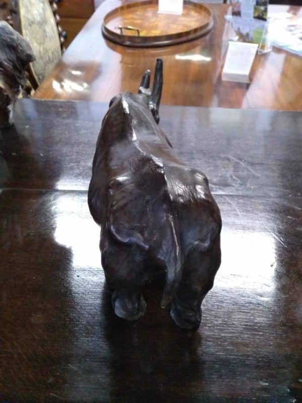 Vintage Leather Rhinoceros Leather Animal Sculpture Miscellaneous 6