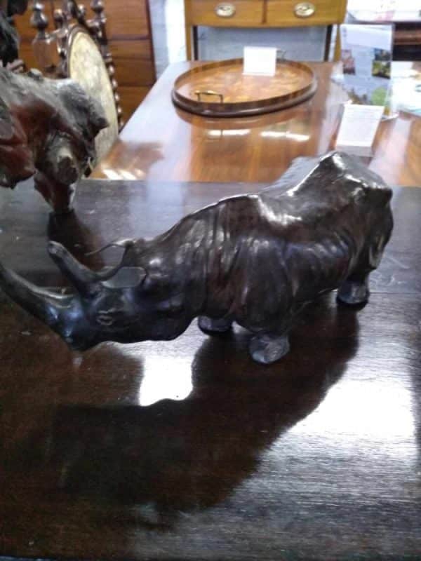 Vintage Leather Rhinoceros Leather Animal Sculpture Miscellaneous 5