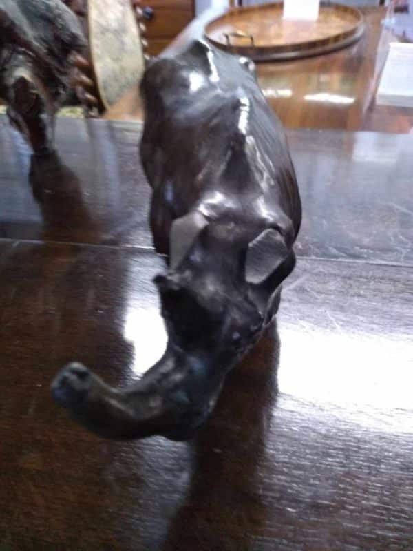 Vintage Leather Rhinoceros Leather Animal Sculpture Miscellaneous 4
