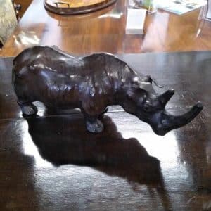 Vintage Leather Rhinoceros Leather Animal Sculpture Miscellaneous