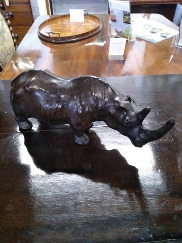 Vintage Leather Rhinoceros Leather Animal Sculpture Miscellaneous 3