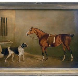 Portrait of Horse and a Dog in a stable, attributed to John E. Ferneley (1782 – 1860) Antique Art Antique Art