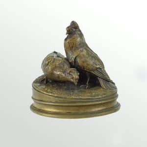 Beautiful Bronze of a pair of pigeons signed by Pierre-Jules Mêne (1810 – 1879). Antique Art Antique Sculptures