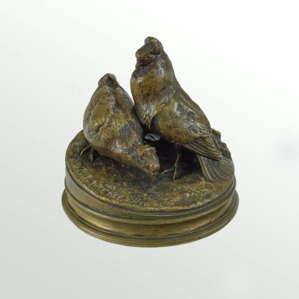 Beautiful Bronze of a pair of pigeons signed by Pierre-Jules Mêne (1810 – 1879). - Image 3