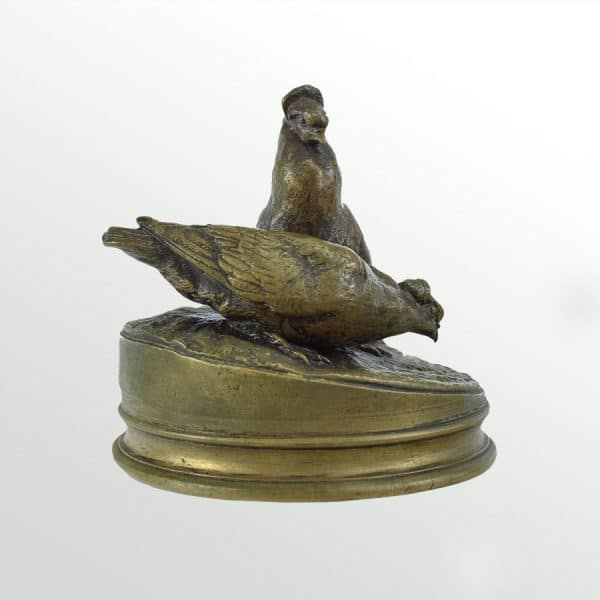Beautiful Bronze of a pair of pigeons signed by Pierre-Jules Mêne (1810 – 1879). - Image 4